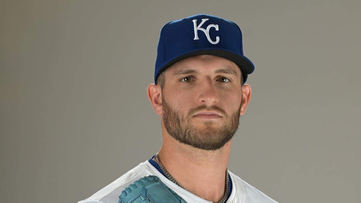 Kansas City Royals starting pitcher Noah Cameron poses for a photo during media day at Surprise Stadium on Feb 19, 2025 in Surprise, Arizona.