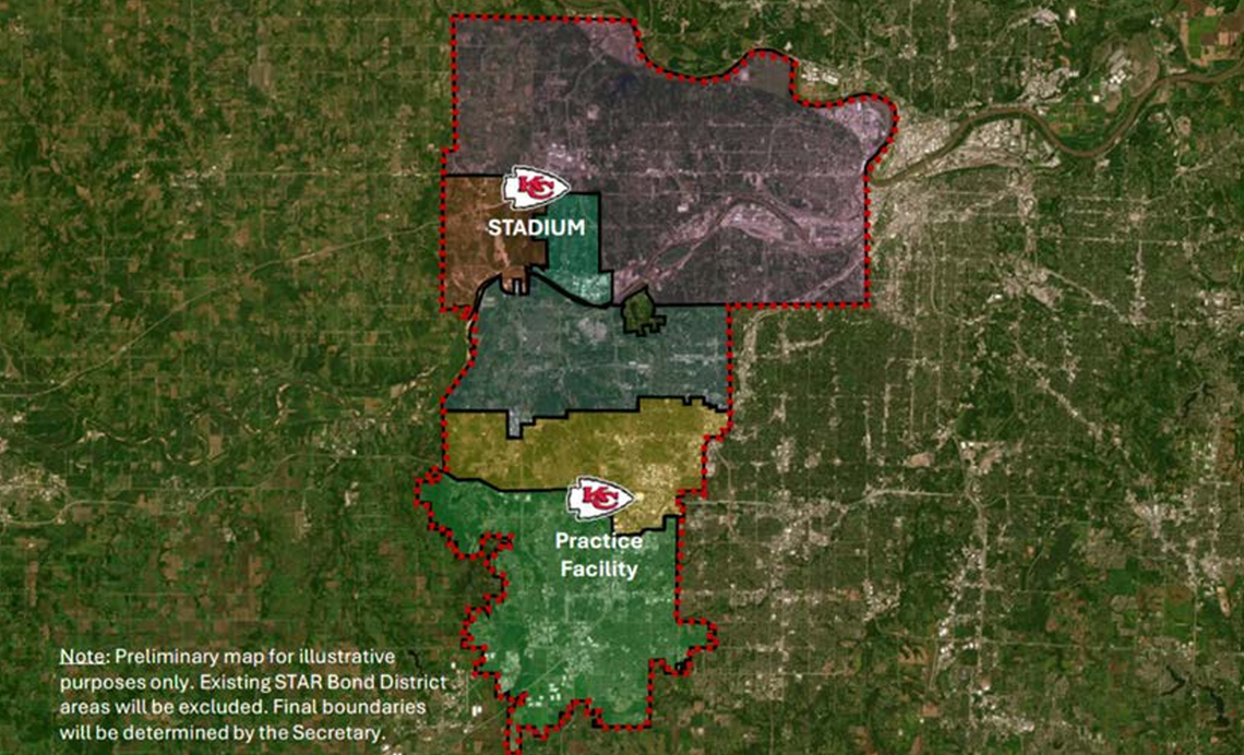 A preliminary version of the stadium Sales Tax and Revenue, or STAR bond, district published by the Kansas Department of Commerce shows that essentially all of Wyandotte County and a broad swath of Johnson County will be included.