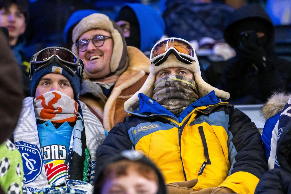 Fans showed up in several layers to the Concacaf Champions Cup match of Sporting KC vs. Inter Miami CF on Wednesday, Feb. 19, 2025, at Sporting Park. The temperatures were in the single digits for the game that Sporting KC lost to Miami 0-1.