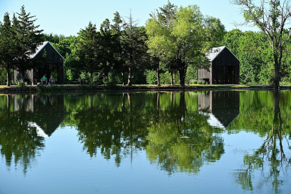 Two of the three modern, Scandinavian-style cabins at Base Camp, a 21-acre parcel located next to the recently opened Southwind Rail Trail. Opened in 2020, it was the first project completed by A Bolder Humboldt.