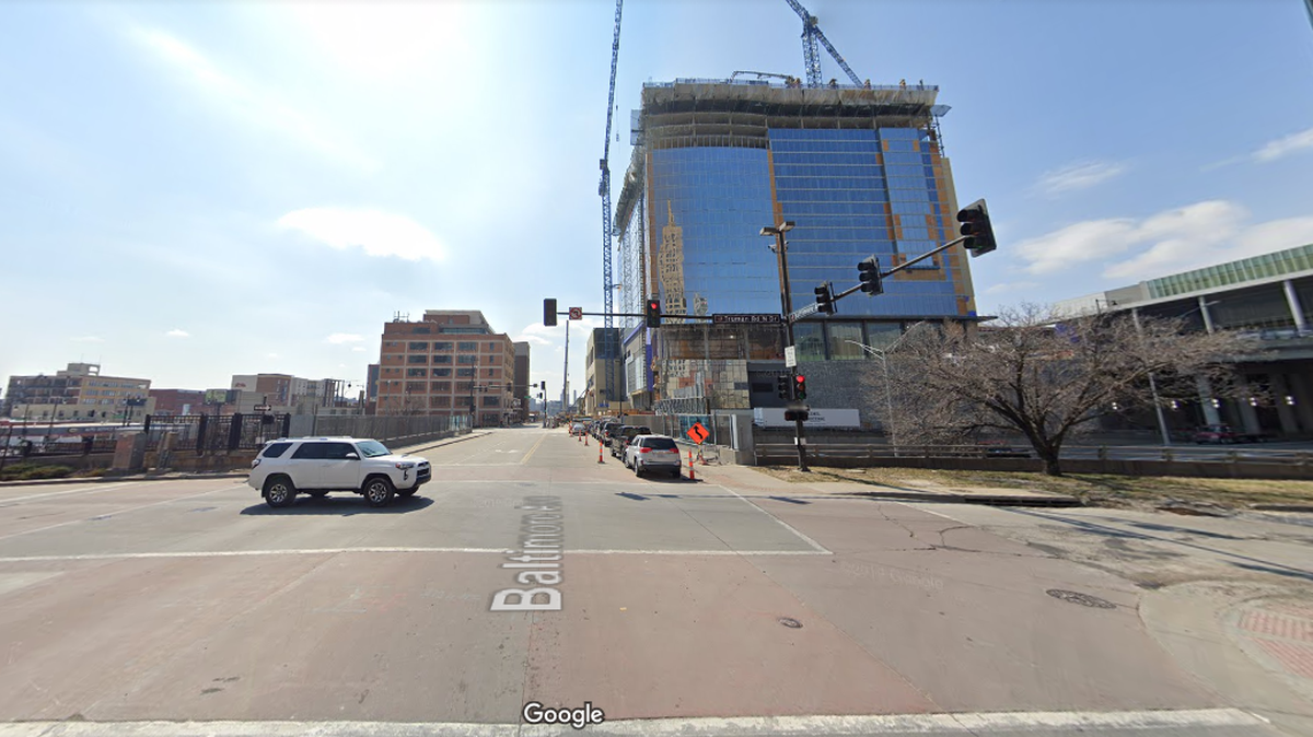 Interstate 670 will be closed in both directions this weekend so crews can remove the Baltimore Avenue bridge in downtown Kansas City, said MoDOT Kansas City.  This Google Maps Street View image of the Baltimore Bridge is from 2019.