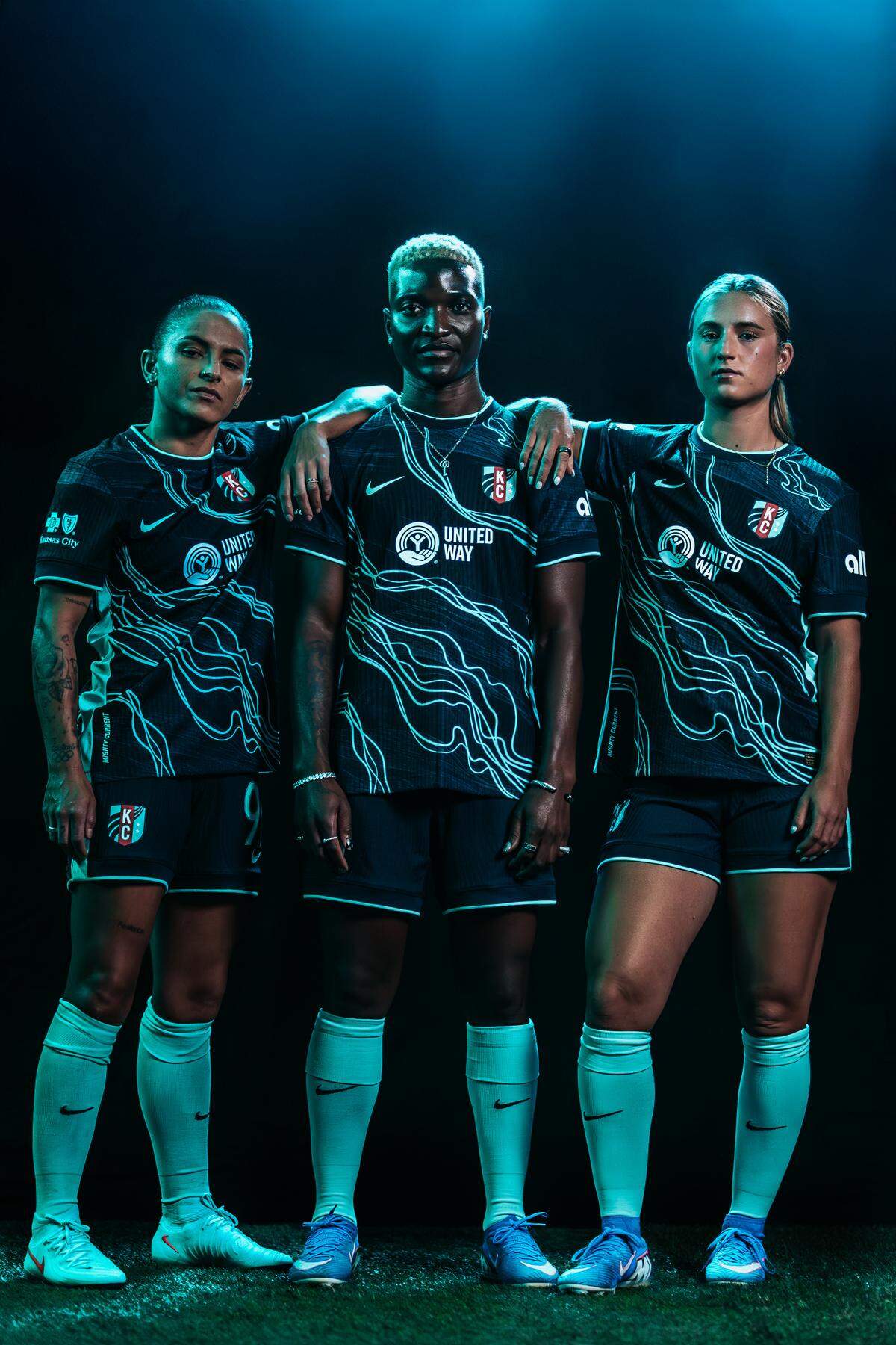 The Kansas City Current NWSL team introduced its new “Storm Kit” uniform look for the 2026 season on Thursday, Feb. 26. 2026.