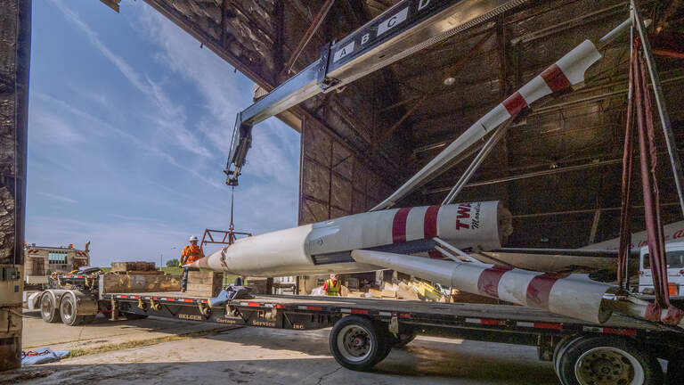 See how this iconic Kansas City rocket was moved to its new home at Wheeler Airport