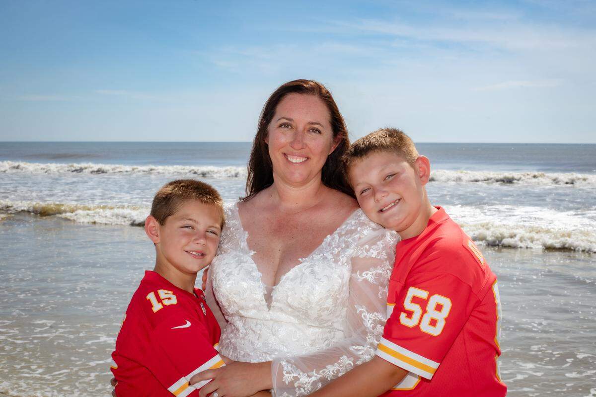 The bride with her “best men,” William and Michael.