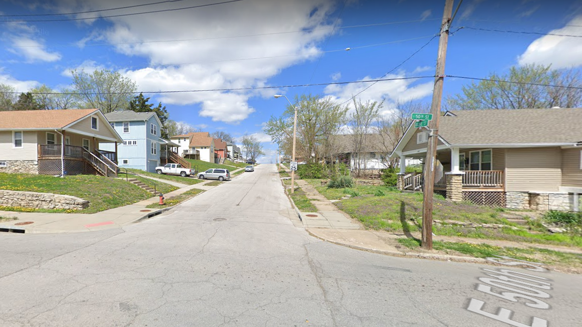 A man died following a shooting Monday night in the 5000 block of Olive Street in Kansas City, police said. This Google Maps Street View image shows the area.