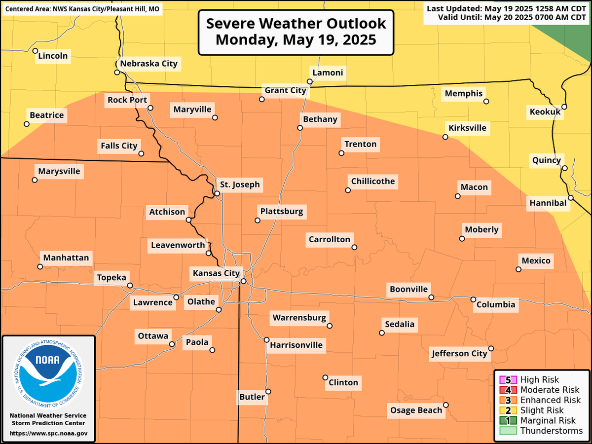 Severe weather is possible Monday, but cloud cover will play a key role in whether strong storms will develop. If clouds remain, they could hinder the development of severe weather, according to the National Weather Service. But if the clouds clear, there could be more robust storms that develop.