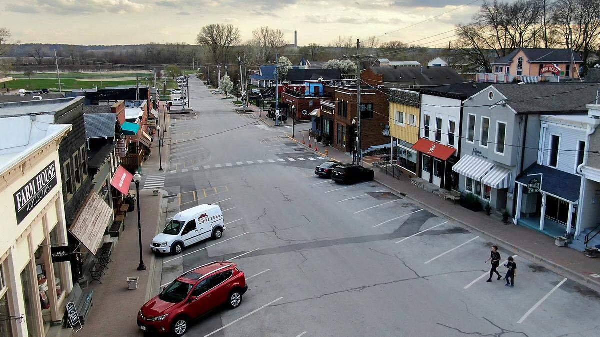 Main Street in downtown Parkville, in Platte County