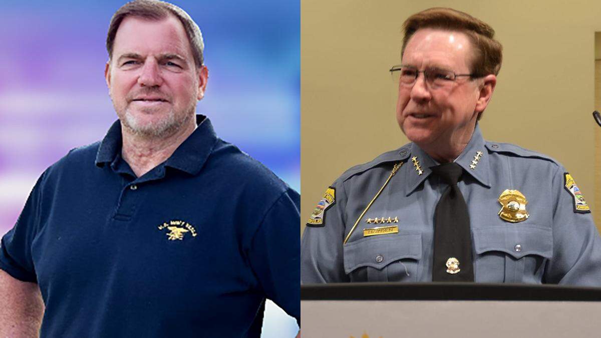 Doug Bedford and Calvin Hayden, Republican candidates for Johnson County Sheriff in the August 2024 primary