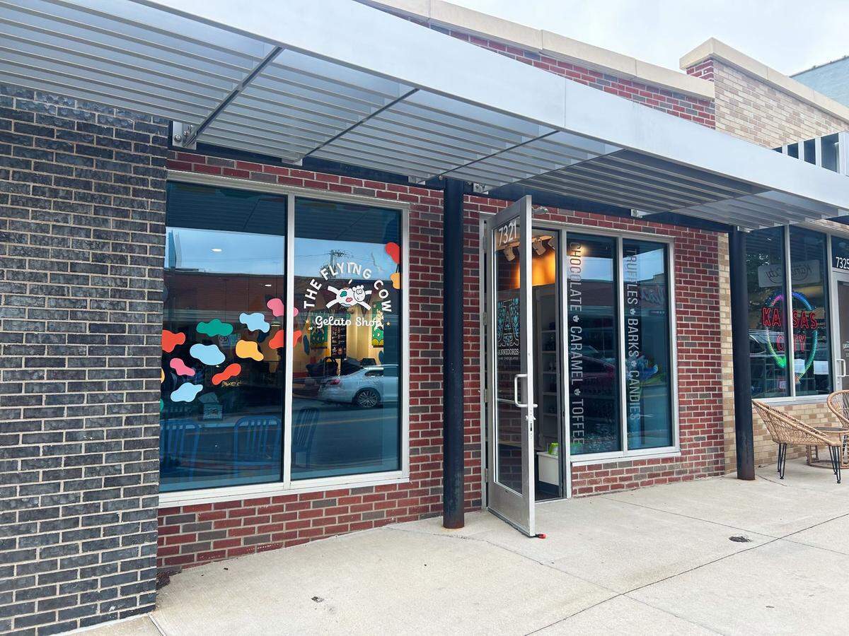 Flying Cow Gelato and Annedore’s Fine Chocolates neighbors Strang Hall and Made in KC.