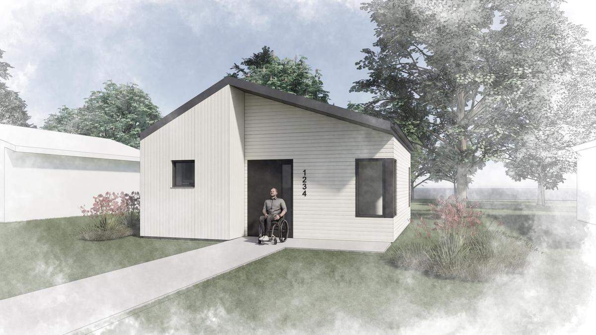 A rendering of a pre-approved tiny house design in Kansas City.