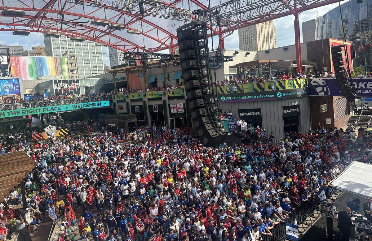 The scene at Kansas City P&L on Saturday, Sept. 20, 2025, for Premier League Fan Fest.