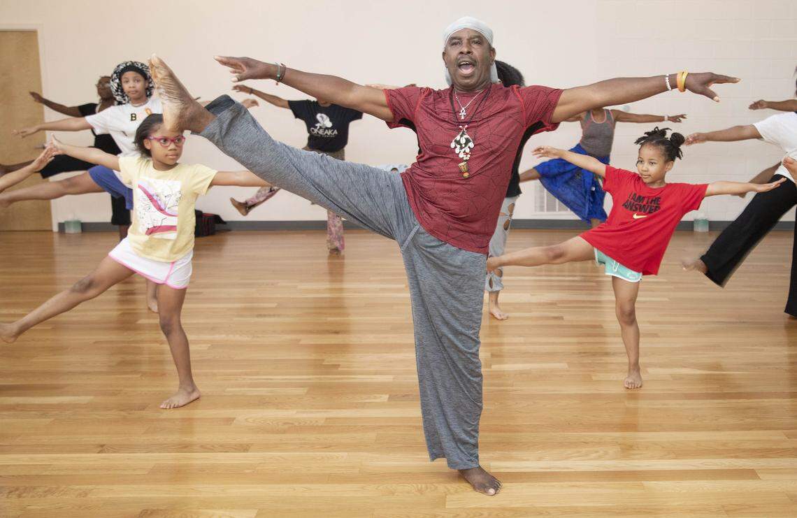Danny Hinds, founder of Art in Motion LLC., led an African dance and drum class Saturday, October 11, 2025 at Inner Space, 2711 Troost Ave. in Kansas City.