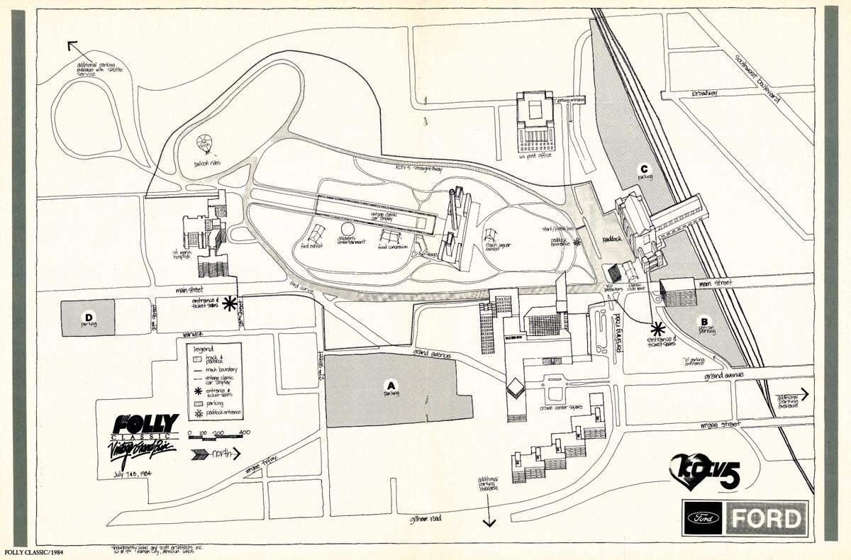 The course for the 1984 Folly Classic Vintage Grand Prix, described as whale-shaped.