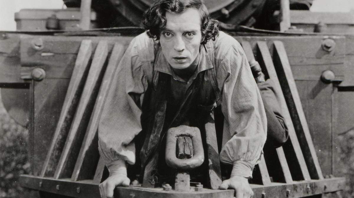 One of Buster Keaton’s most famous scenes is from his Civil War comedy “The General,” where he faces trouble on the train tracks.