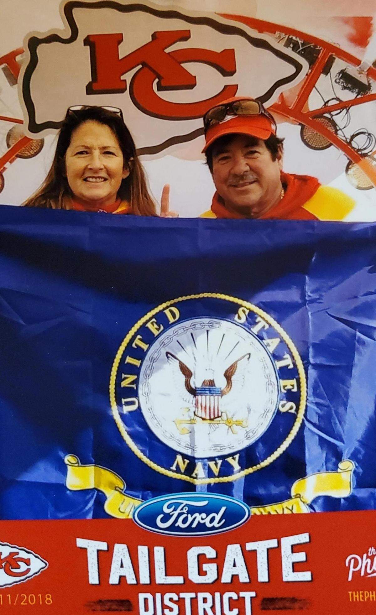 Laurie Hickle and her husband Steve, 66, who was killed last month in a hit and run accident outside of Arrowhead Stadium. The Wichita couple had been longtime season ticket holders and decided to leave the game following a rain delay. Steve Hickle was struck by three vehicles as he tried to stop traffic so he and his wife could cross the street to get to the vehicle parked in a nearby church parking lot.