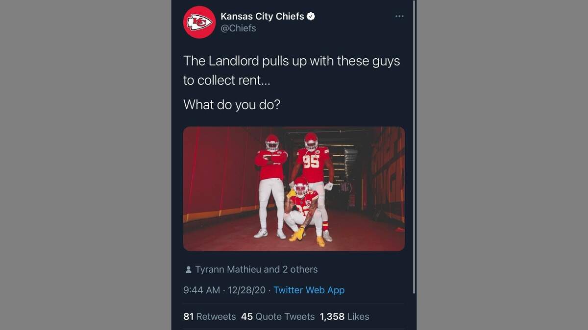 The Kansas City Chief are facing backlash regarding a post on Twitter Monday morning. A screenshot of the tweet, which has since been deleted from social media, is shown.
