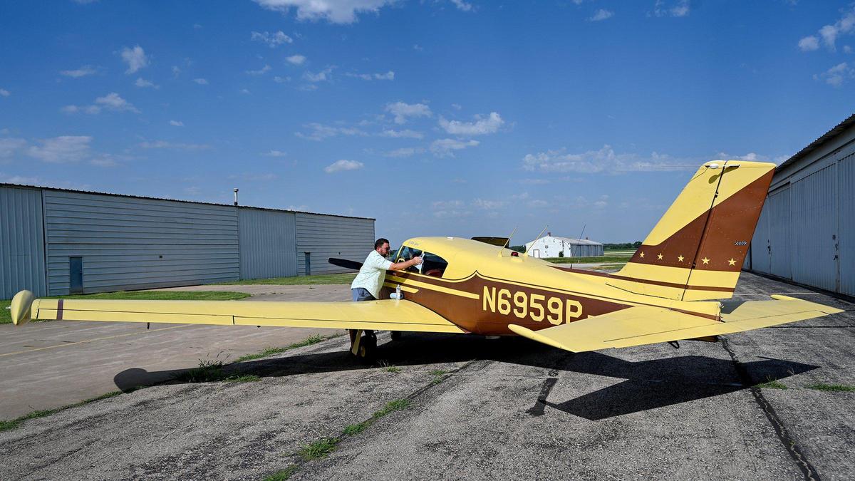 Kenyon Gleason didn’t have a proper place to keep his 1960 Piper Comanche plane in his South Dakota town. Since moving to Topeka, he keeps it in a hangar at Billard Municipal Airport.