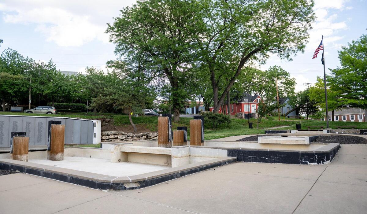 The Vietnam Veterans’ Memorial Fountain was dedicated in 1986. The engraved medal is part of the memorial wall at the fountain which is located in Dr. Jeremiah Cameron Park at Broadway and West 42nd Street in Kansas City.