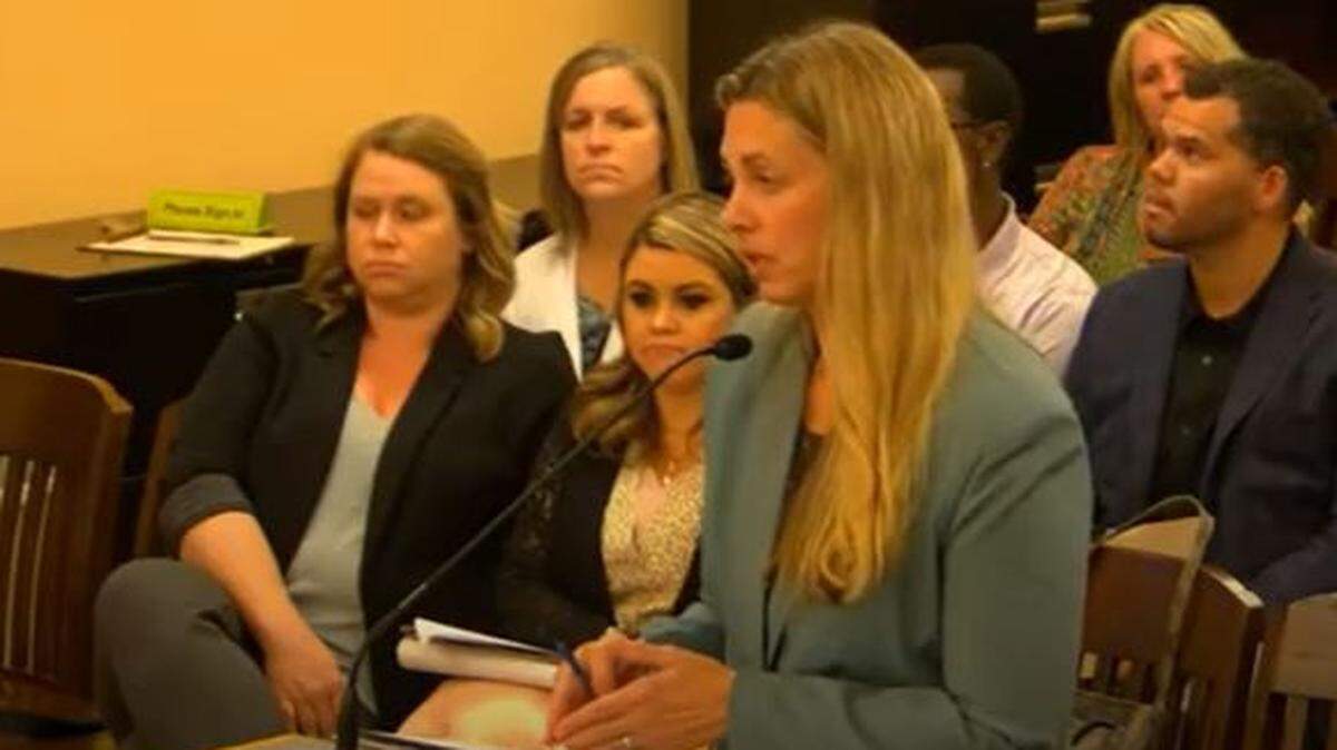 Kansas Child Advocate Kerrie Lonard testifies to the Kansas Legislature on Sept. 13, 2022.