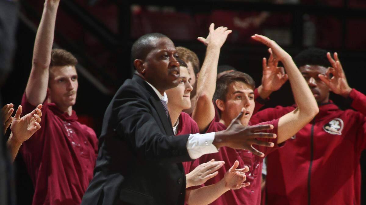 Before he became head coach at Cleveland State, Dennis Gates was a Florida State assistant coach. Here he directed his team during a Feb. 25, 2019 game against Notre Dame in Tallahassee, Fla.