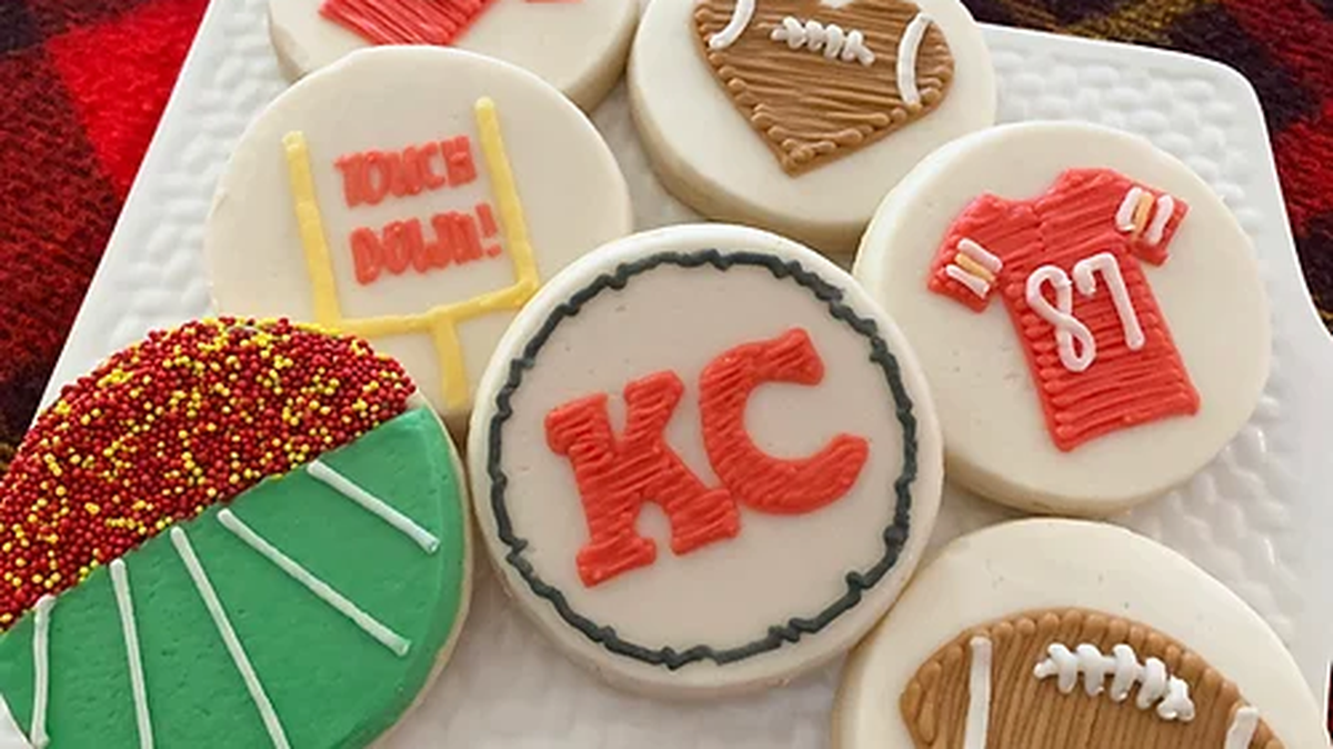These sugar cookies from Cookie Bliss KC are one of many Chiefs-themed treats bakeries and restaurants are offering ahead of Saturday’s playoff game against the Jaguars.