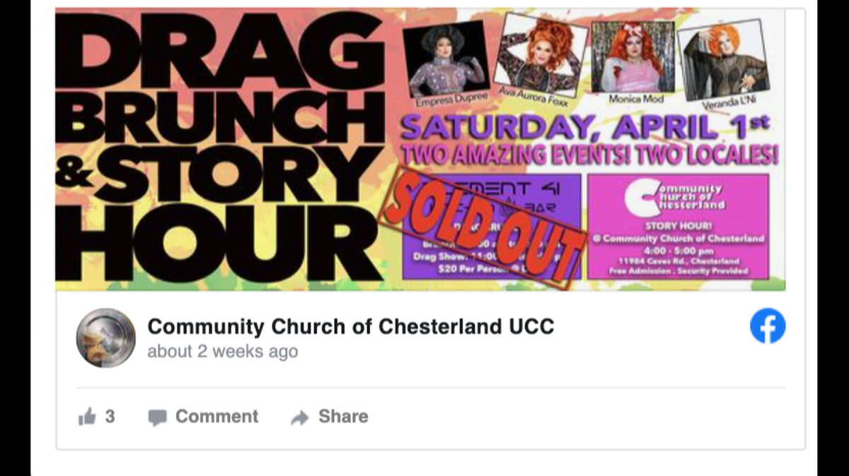 Community Church of Chesterland is hosting a drag queen story hour on Saturday, April 1.