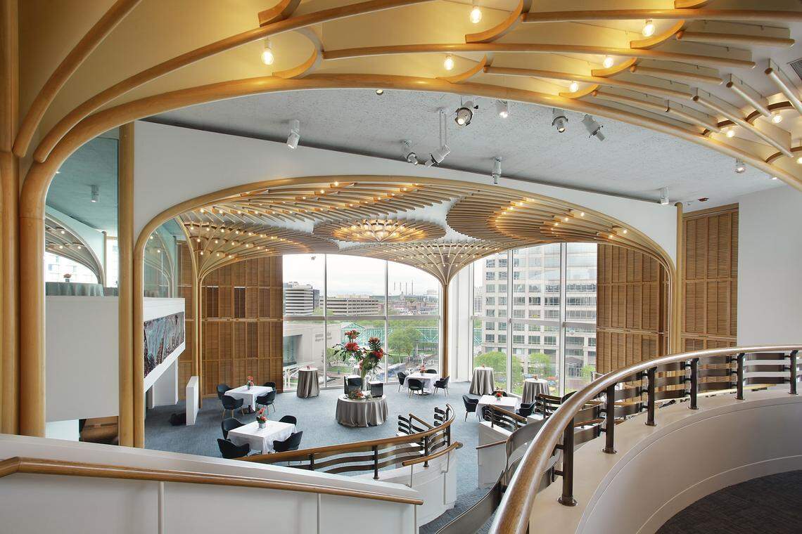 The American Restaurant, with its terraced landings, appears to be where Taylor Swift and Travis Kelce spent New Year’s Eve.