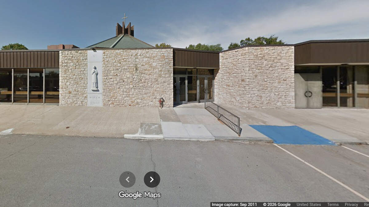Cure of Ars Catholic Church is seen in a Google Maps street view image. A former priest at the church is accused of stealing $160,000 from the parish.