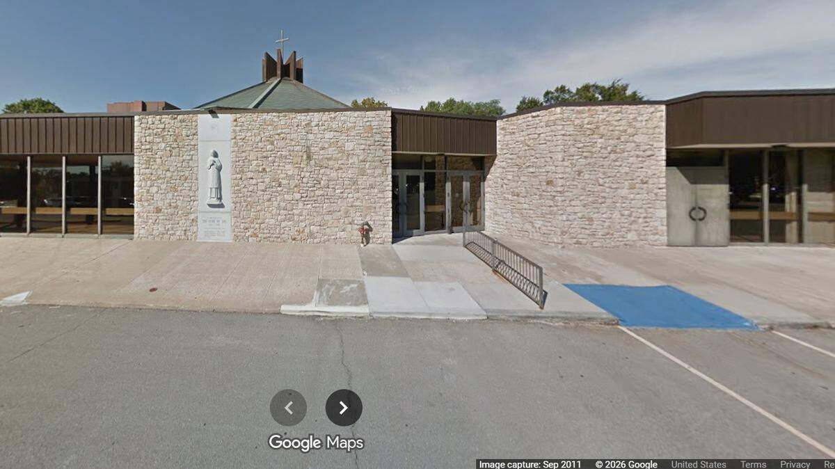 Curé of Ars Catholic Church is seen in a Google Maps street view image. A former priest at the church is accused of stealing $160,000 from the parish.