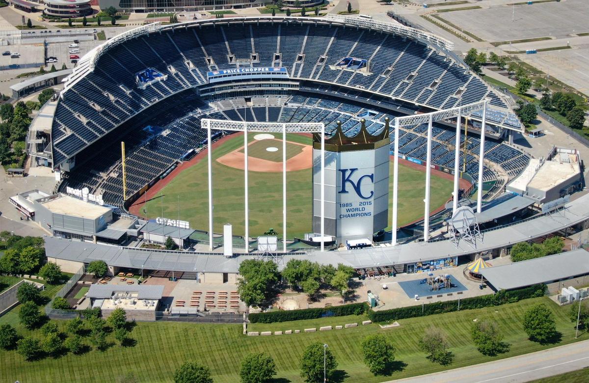 Kauffman Stadium, home of the Kansas City Royals, at the Truman Sports Complex on Tuesday, July 1, 2025, in Kansas City.