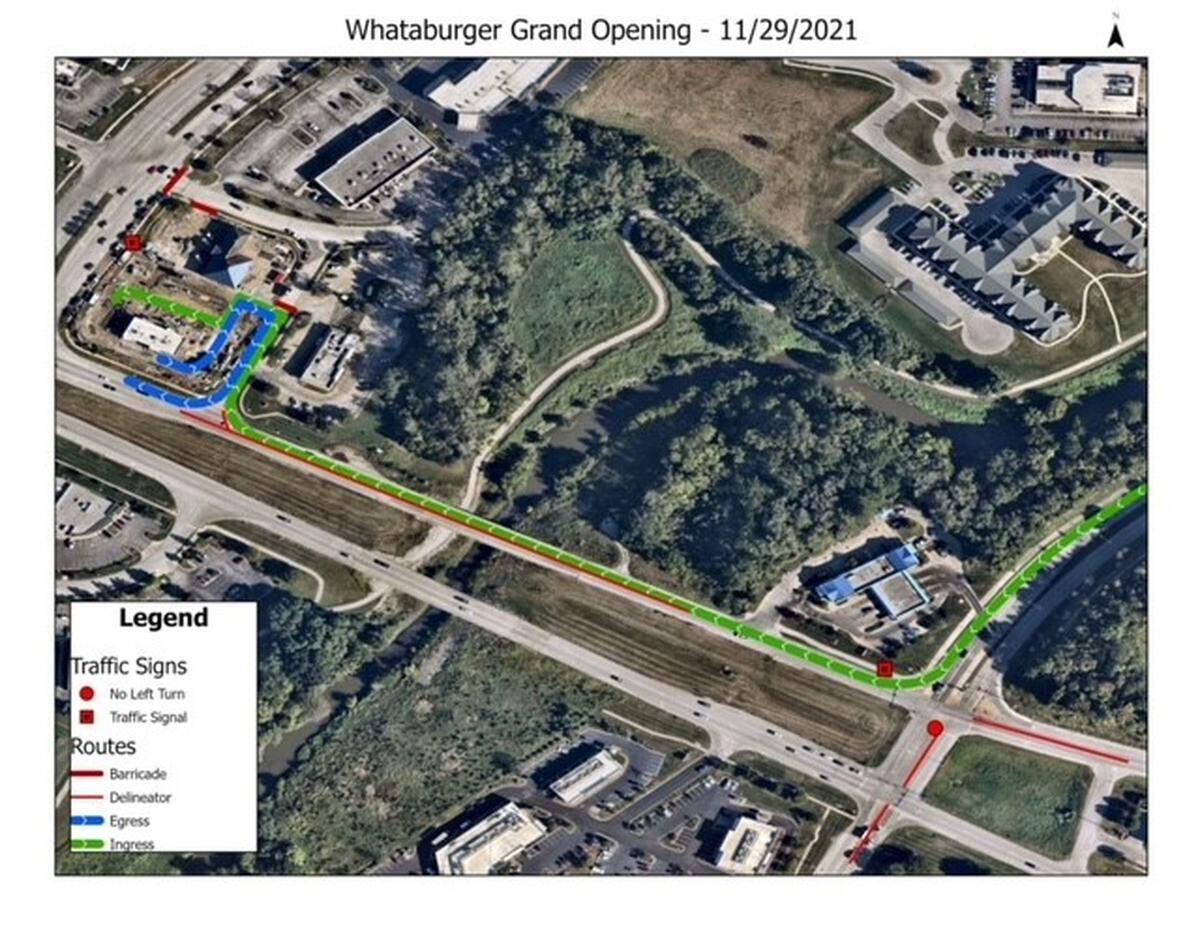Traffic will then head west on U.S. 40 highway, with two turn lanes designated for Whataburger customers.
