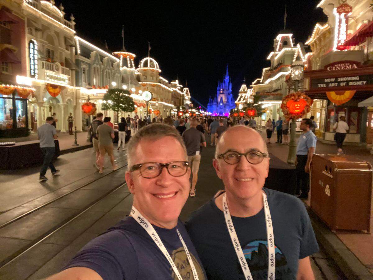 Worlds of Fun season pass holders and roller coaster fans Charles Fugate, left, and Joseph O’Malley, of Overland Park, used to visit Disney World in Orlando, Florida, regularly.