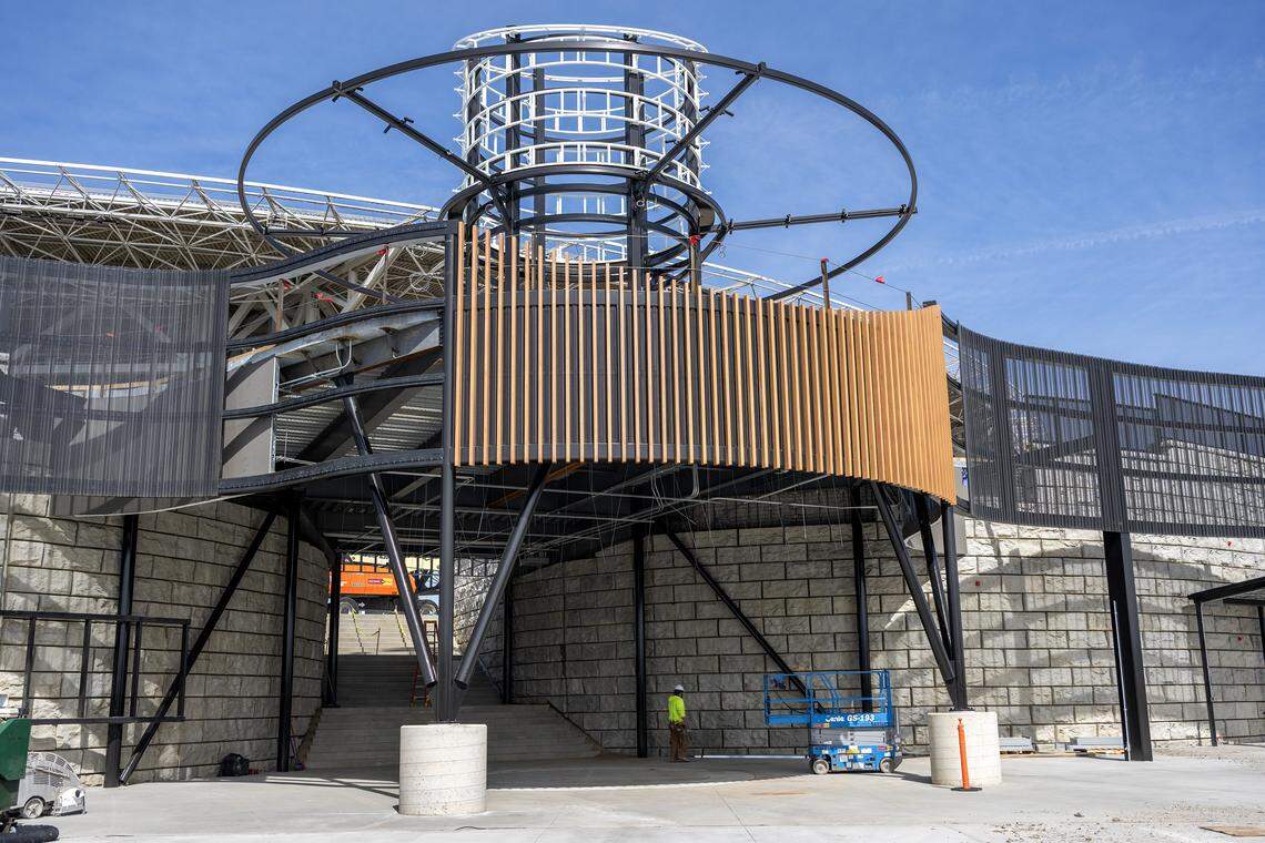 An entrance to the seating bowl of the Morton Amphitheater is seen during construction on Friday, March 13, 2026, in Riverside.