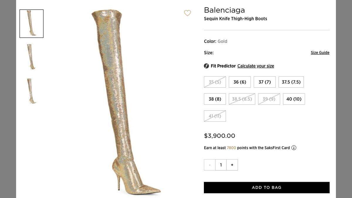 The boots Michelle Obama wore cost $3,900 on the Saks Fifth Avenue website. (Screengrab, Saks website)