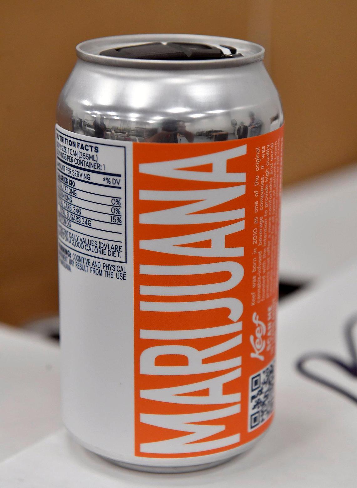 A can of a marijuana infused drink at Clovr in Kansas City.