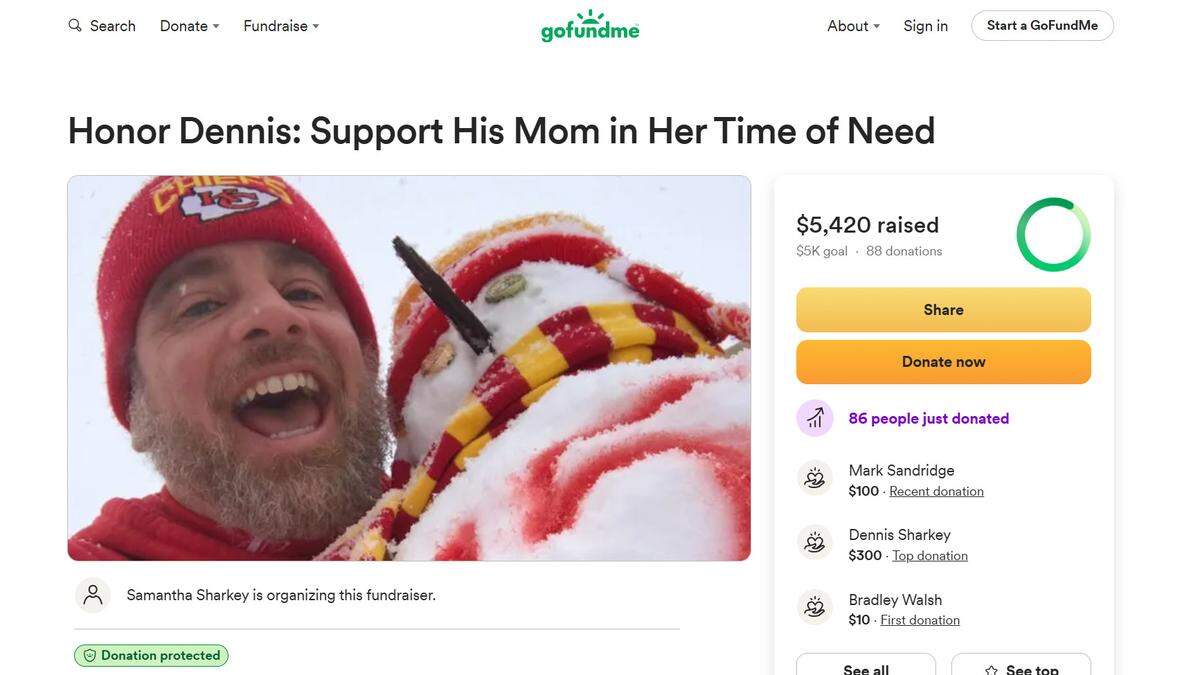 The family of Dennis Andrew Sharkey Jr., 50, created a fundraiser to support funeral costs after he was killed in a shooting Friday evening.