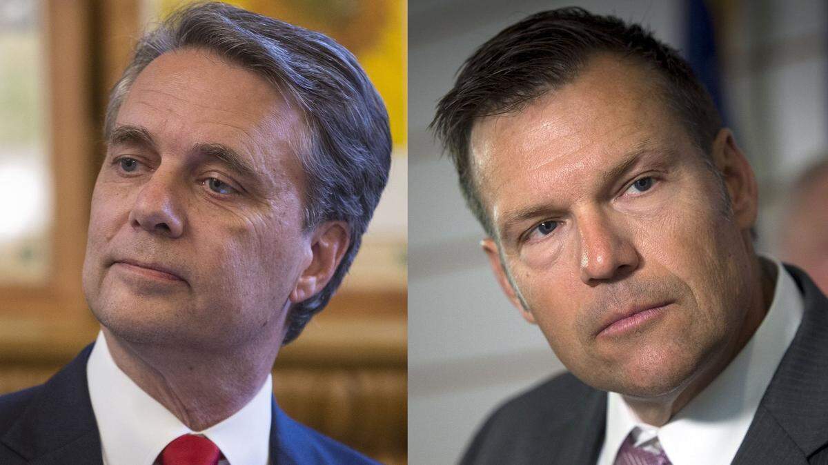Kansas Gov. Jeff Colyer (left) and Secretary of State Kris Kobach