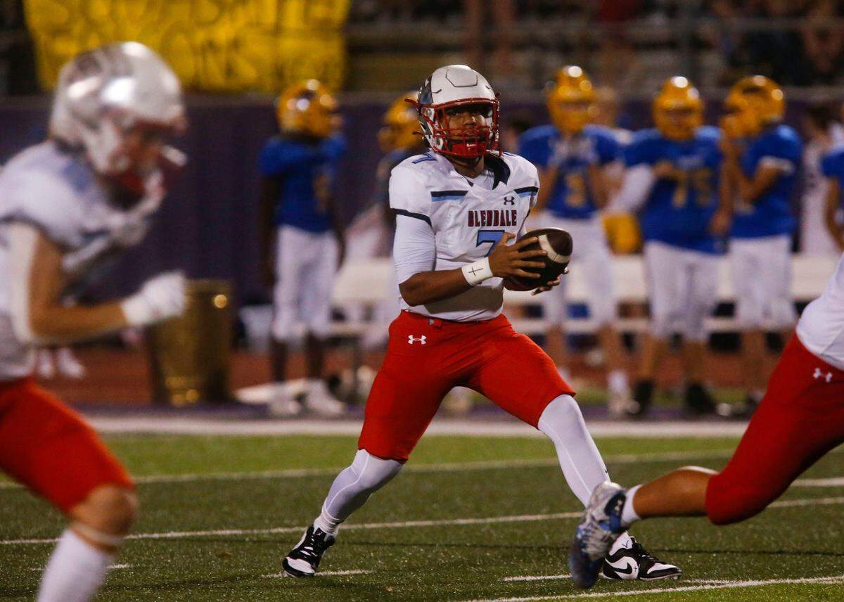 Glendale senior Kylan Mabins during a game against Bolivar on Friday, Sept. 22, 2023. A family attorney says Mabins’ future is “up in the air” because of the false statements.