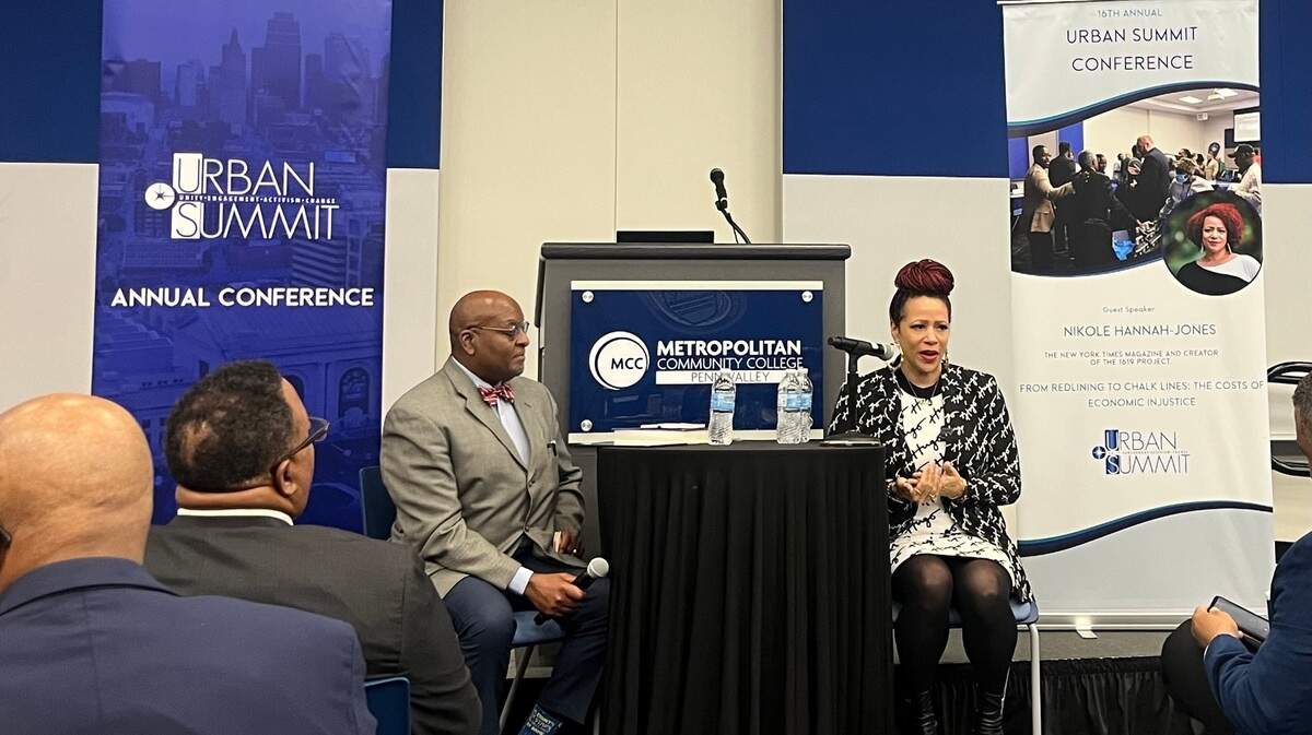 Journalist Nikole Hannah-Jones speaks about The 1619 Project and economic disparities in America with the Rev. Vernon Percy Howard Jr. Hannah-Jones was keynote speaker Saturday, Nov. 4, at the Urban Summit in Kansas City.