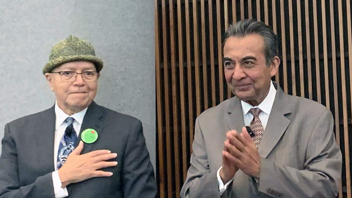 Ples Felix and Azim Khamisa brought their message of peace and understanding to the sixth annual Heartland Coalition Against Gun Violence Community Forum in Overland Park on Oct. 14.