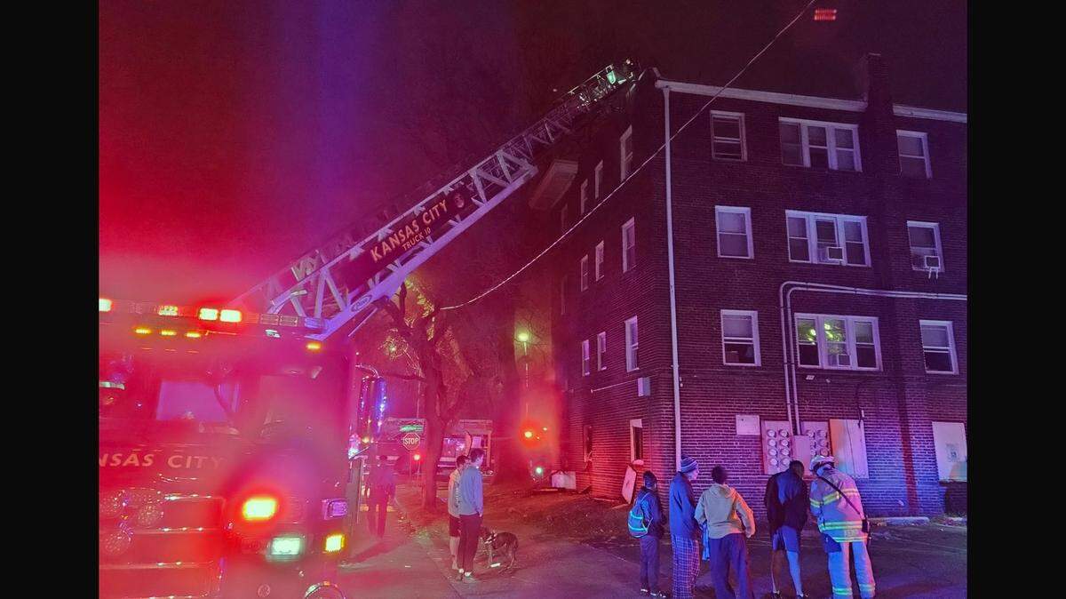 Firefighters responded to a fire early Tuesday in an apartment building in the 300 block of Gladstone Boulevard in Kansas City’s Northeast area. Firefighters rescued five people who were trapped by heavy smoke and took four patients to the hospital for treatment of smoke inhalation, a fire department spokesman said.