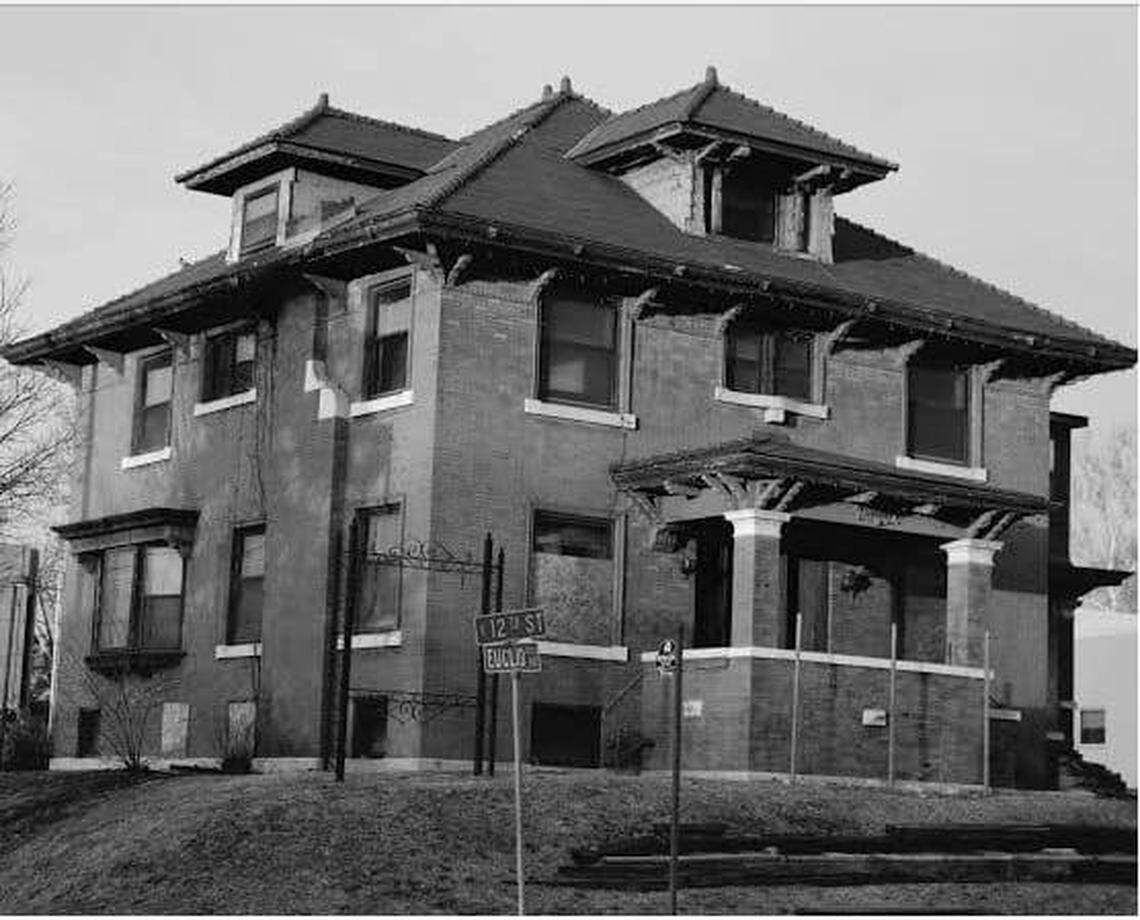This large stone house at 2000 E. 12th Street (12th and Euclid) was the home of Sarah Rector for many years and became known as the Rector Mansion. It now is undergoing renovations.