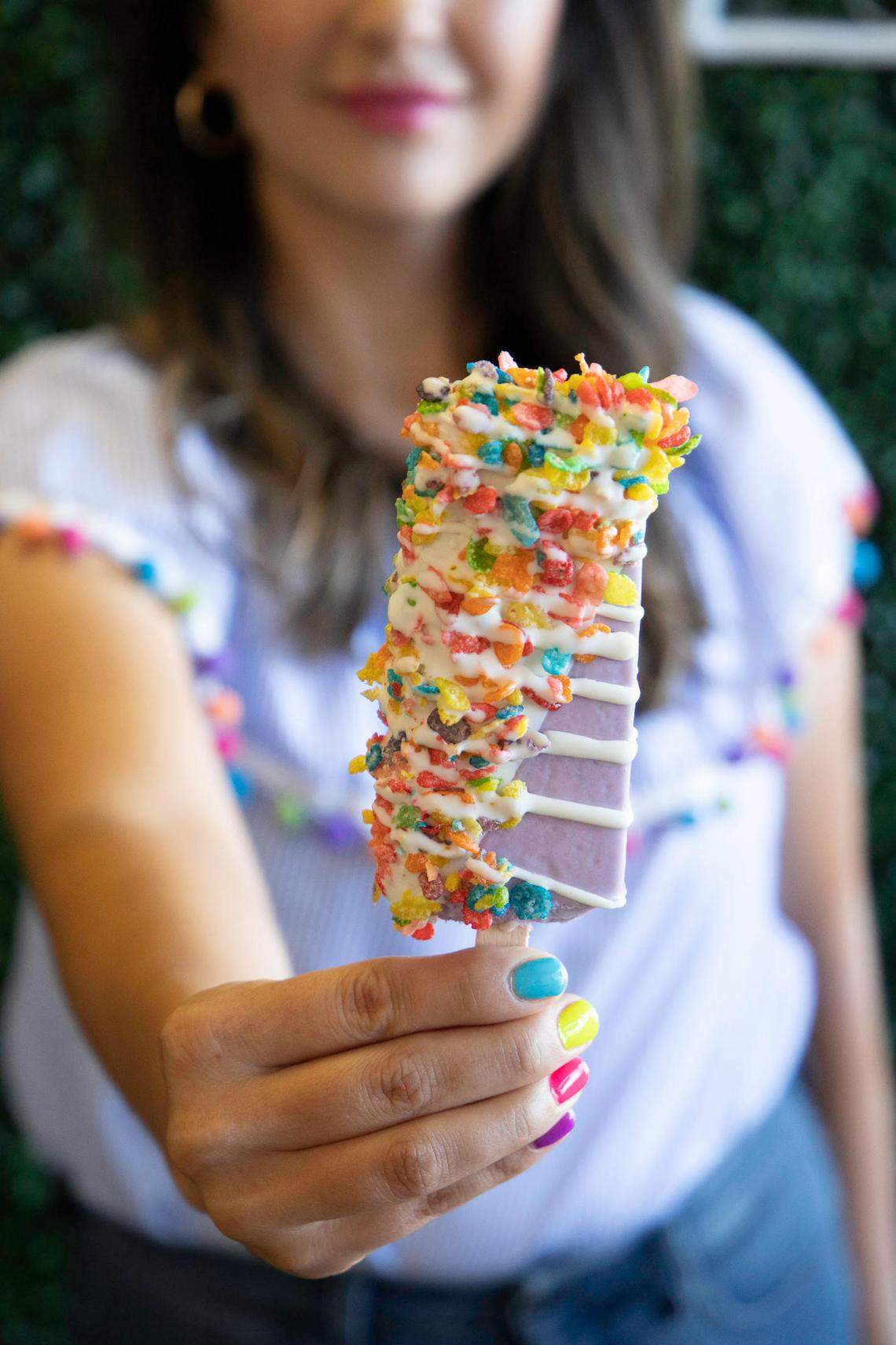 The Paleta Bar will serve Mexican gourmet ice pop treats such as the Taro Paleta, half dipped in white chocolate with Fruity Pebbles.