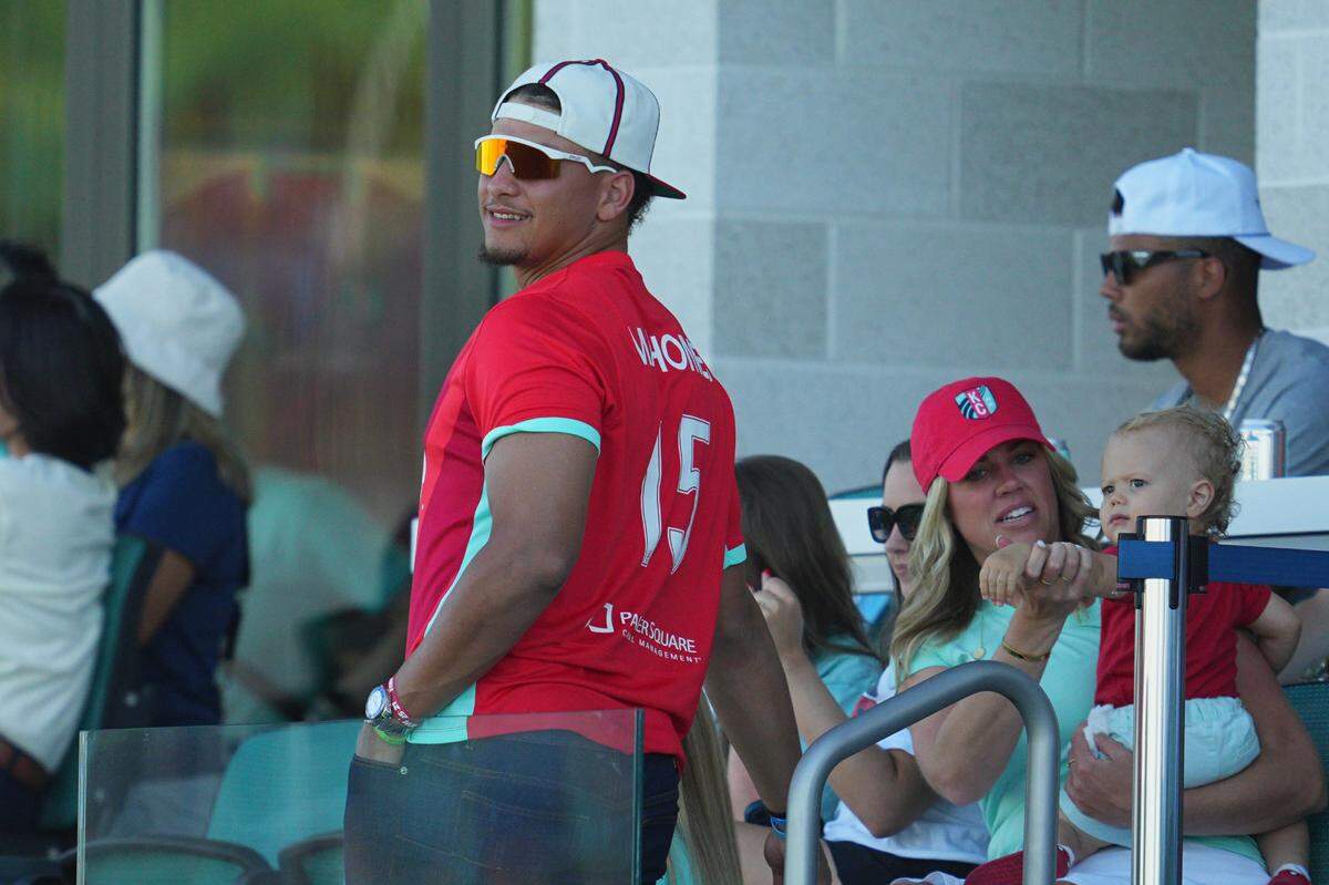 Chiefs quarterback Patrick Mahomes was among those in the stands for Sunday’s KC Current match against the Seattle Reign at CPKC Stadium in Kansas City.