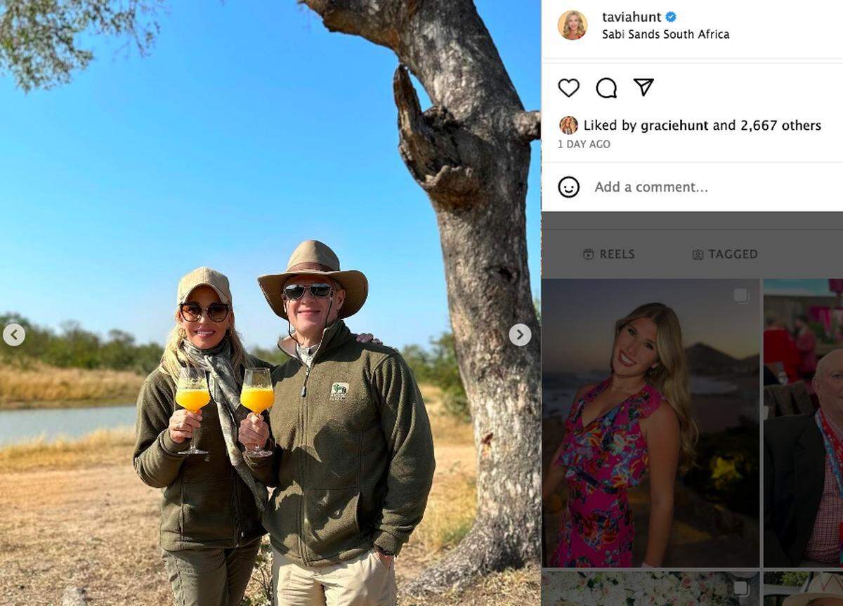 Where the wild things are? Tavia and Clark Hunt in South Africa.