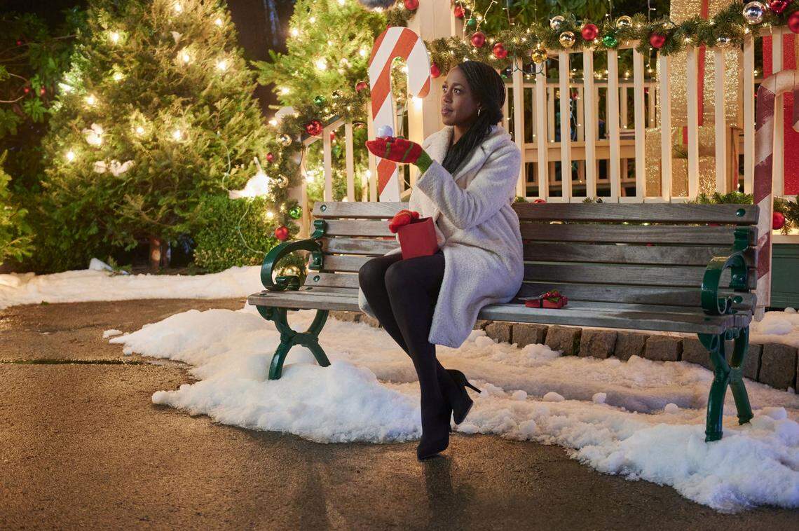 In “Christmas in Evergreen: Bells are Ringing,” debuting Dec. 5, Hannah (Rukiya Bernard) gets a gift: ceramic salt and pepper shakers that look like mittens holding snowballs. Hallmark Cards Inc. is now selling them.