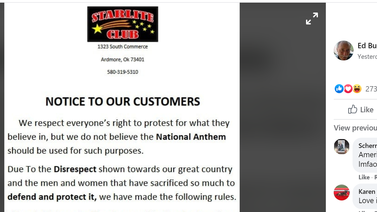 An announcement from Starlite Club management.