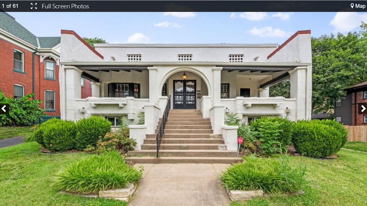 The exterior of 3232 Windsor Ave. This historic home near the Kansas City Museum in the Northeast includes an indoor pool and a ship’s wheel. Screenshot from the Kansas City Regional Association of Realtors website. Feb. 9, 2024.