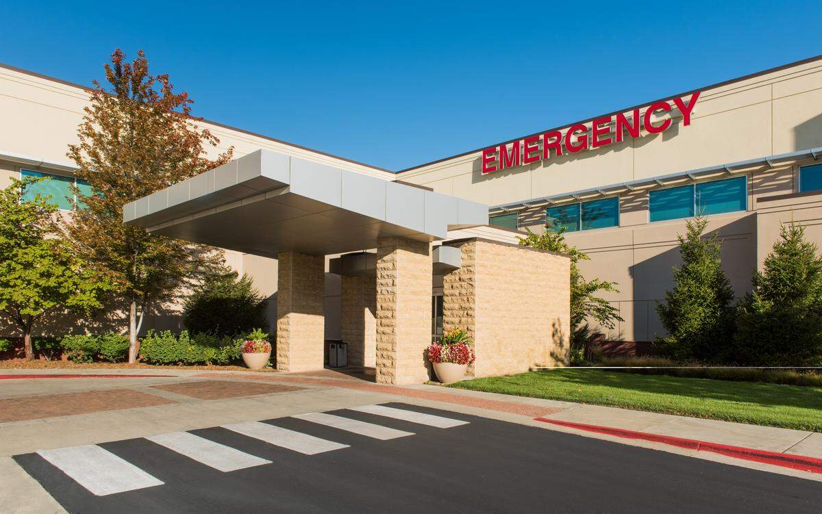This architect’s drawing displays the expanded and redesigned emergency department lobby.