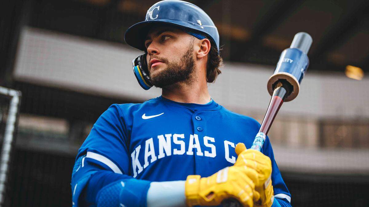 Kansas City Royals No. 3 prospect Carter Jensen prepares for the club’s MLB Spring Breakout Game against the Arizona Diamondbacks on March 14, 2025 at Salt River Field at Talking Stick in Scottsdale, Arizona.